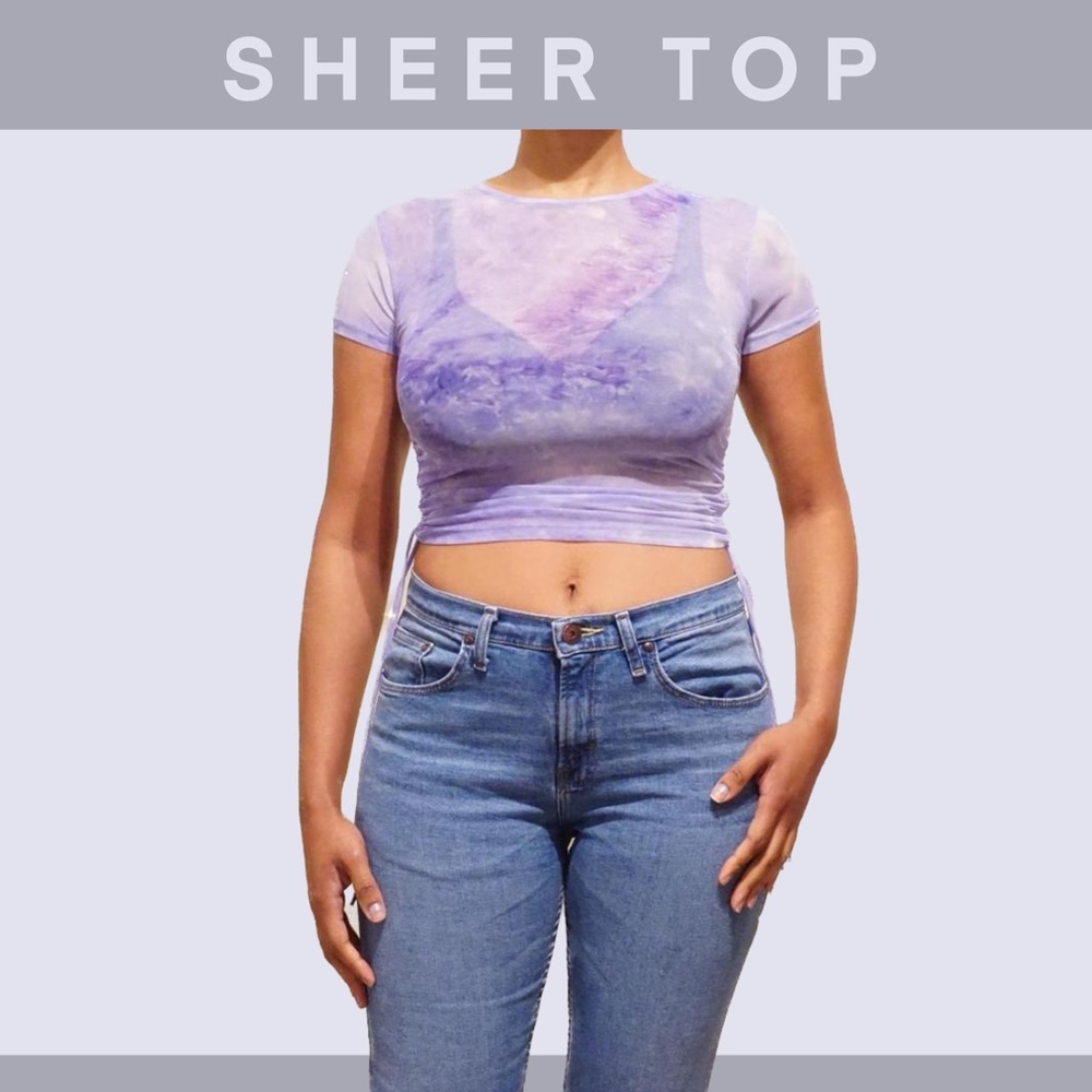 Sheer purple crop top
